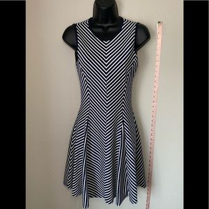 Navy + White Striped Fit and Flare Dress